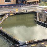 Two gates for safety on way out of locks