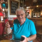 Enjoying his pint