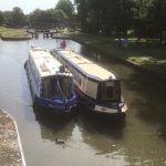Simon negotiating the locks with both boats