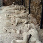 Plaster casts of some residents, where and as they fell