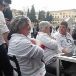 A few England Fans Enjoying a few beers in Piazza del Popolo