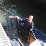 Geoff holding boat whilst I worked the locks